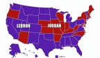 球迷讨论NBA历史最佳，全美29州支持詹姆斯，21州支持乔丹
