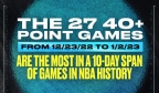 NBA官方晒图：10天时间里联盟出现27次40+是历史之最