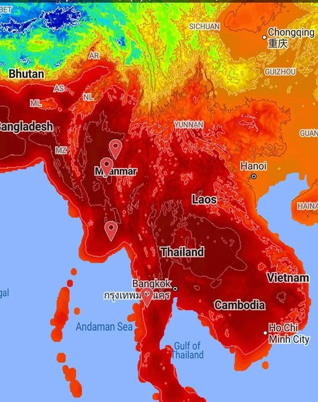 最近，一张缅甸“红到发黑”的图在华人圈热传