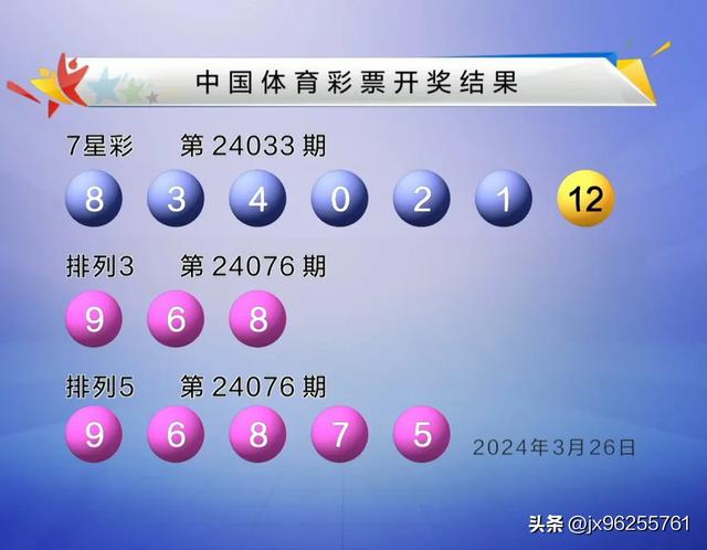 3月26日中国体彩7星彩排列3排列5开奖结果