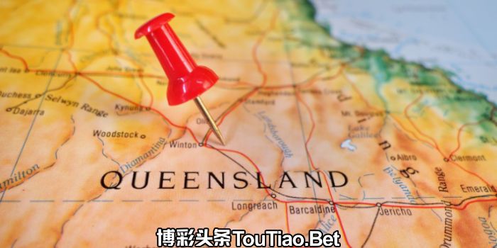 Red pushpin on the map of Queensland, Australia